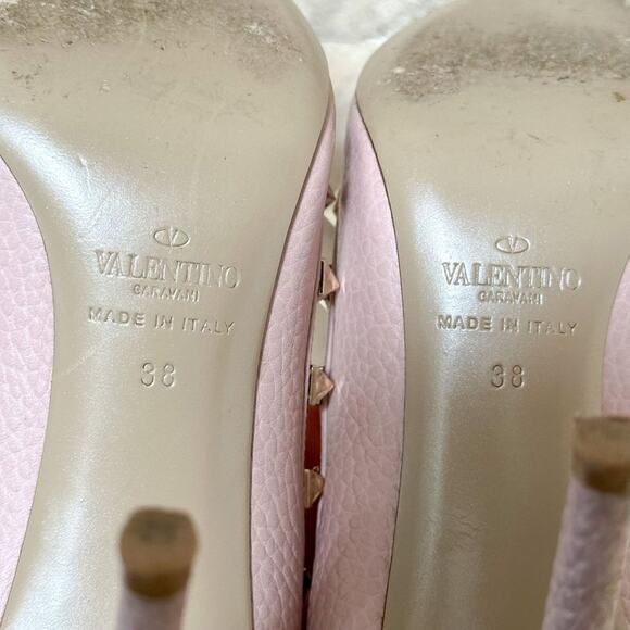 Valentino Garavani Rockstud Grainy Leather 100mm Pump Water Rose - Picture 15 of 16
